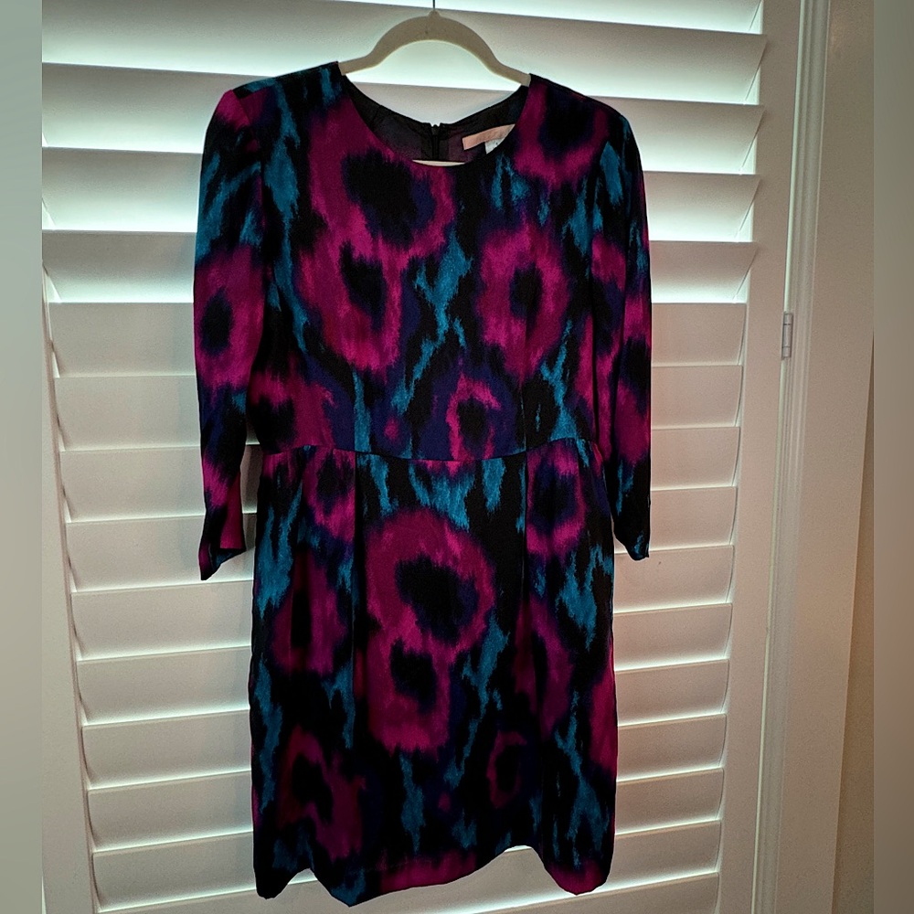 Anthropologie Hutch Vibrant Watercolor Quarter Sleeve Dress SIZE 6 Petite